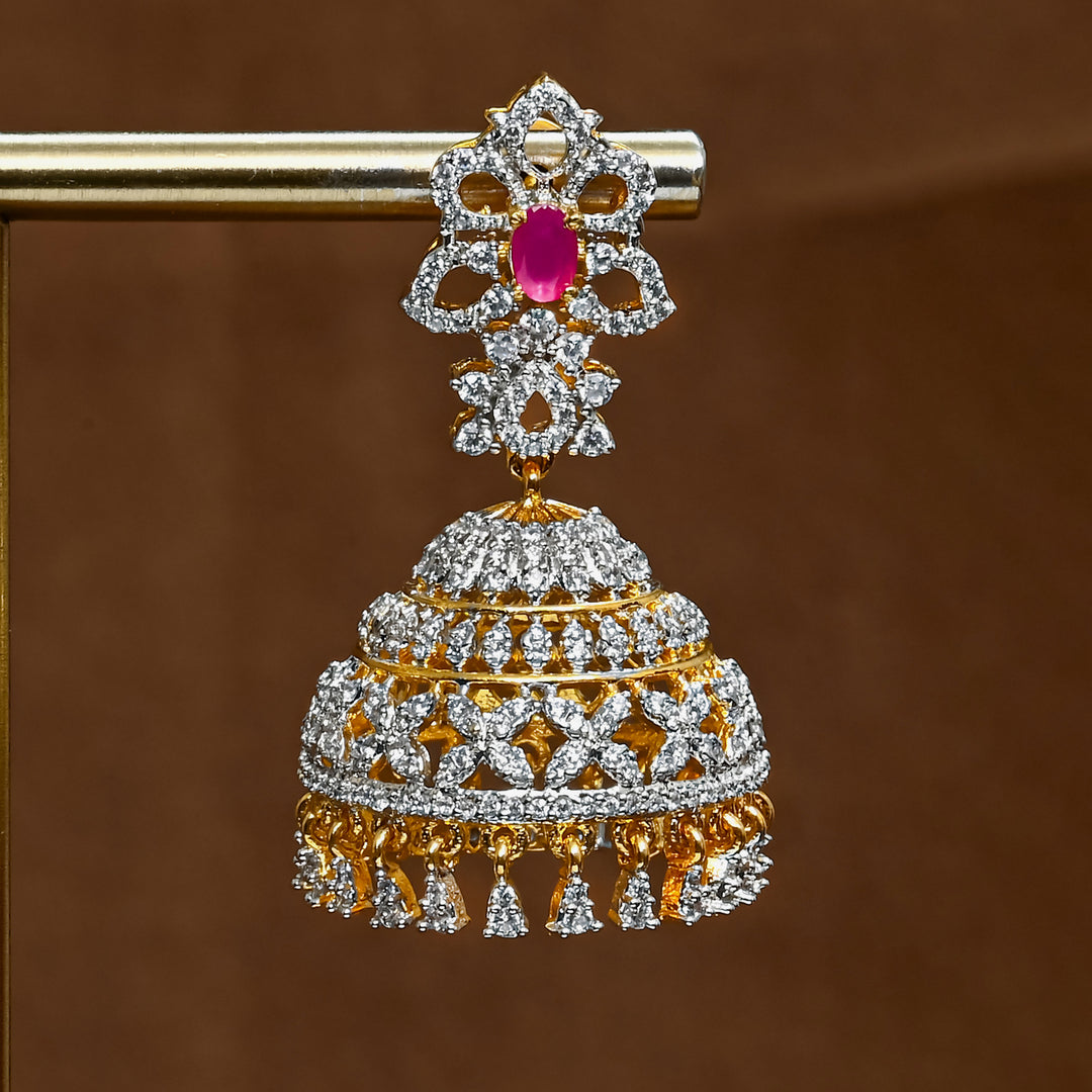 CZ Ruby Jhumka