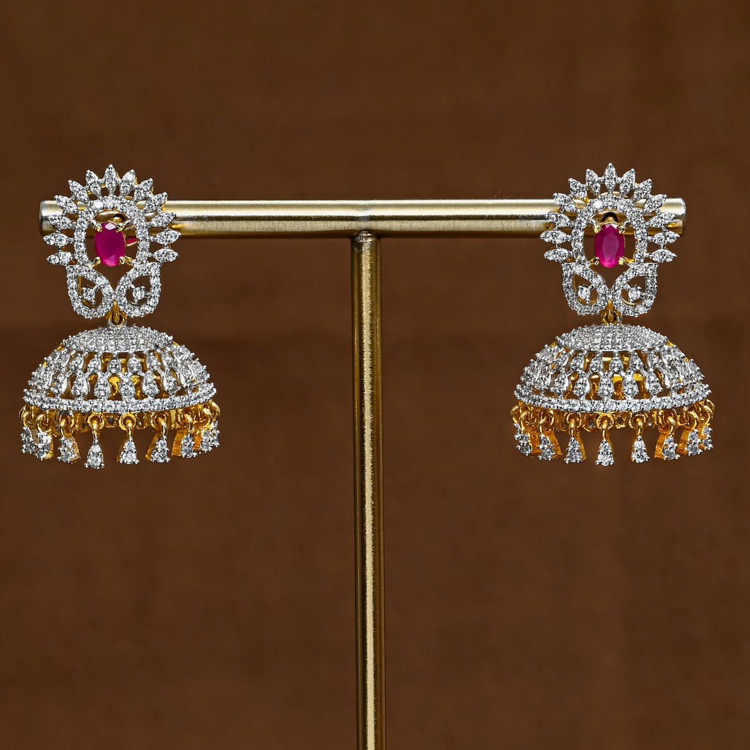 CZ Ruby Jhumka