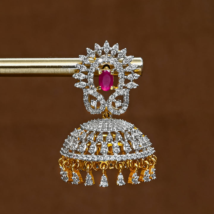 CZ Ruby Jhumka