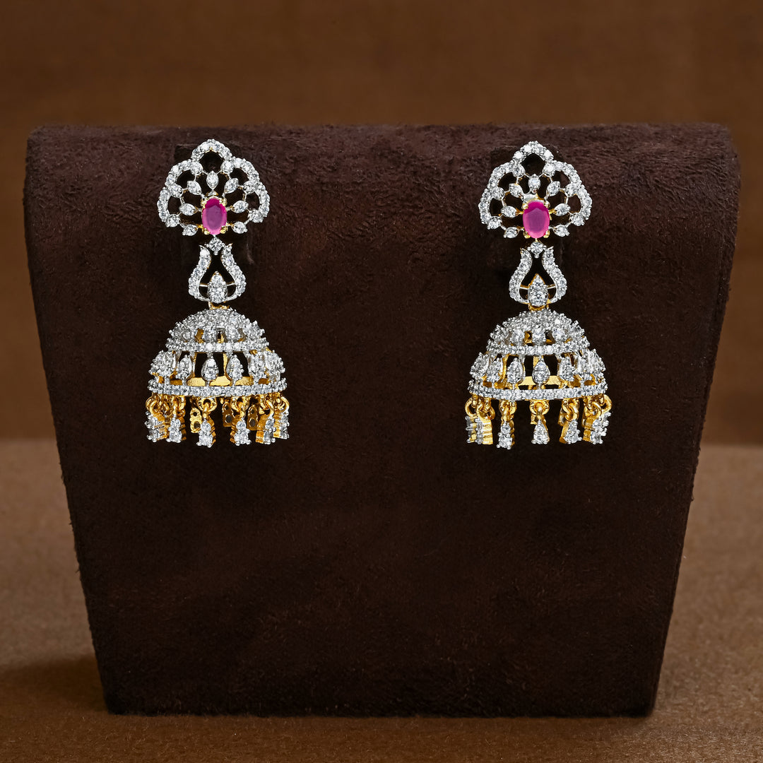 CZ Ruby Jhumka