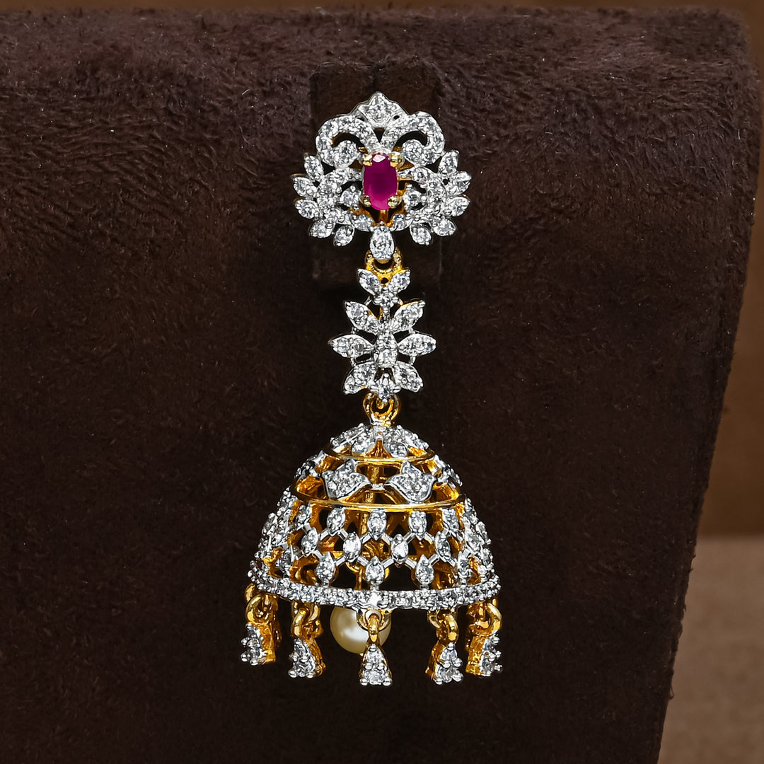 CZ Ruby Jhumka