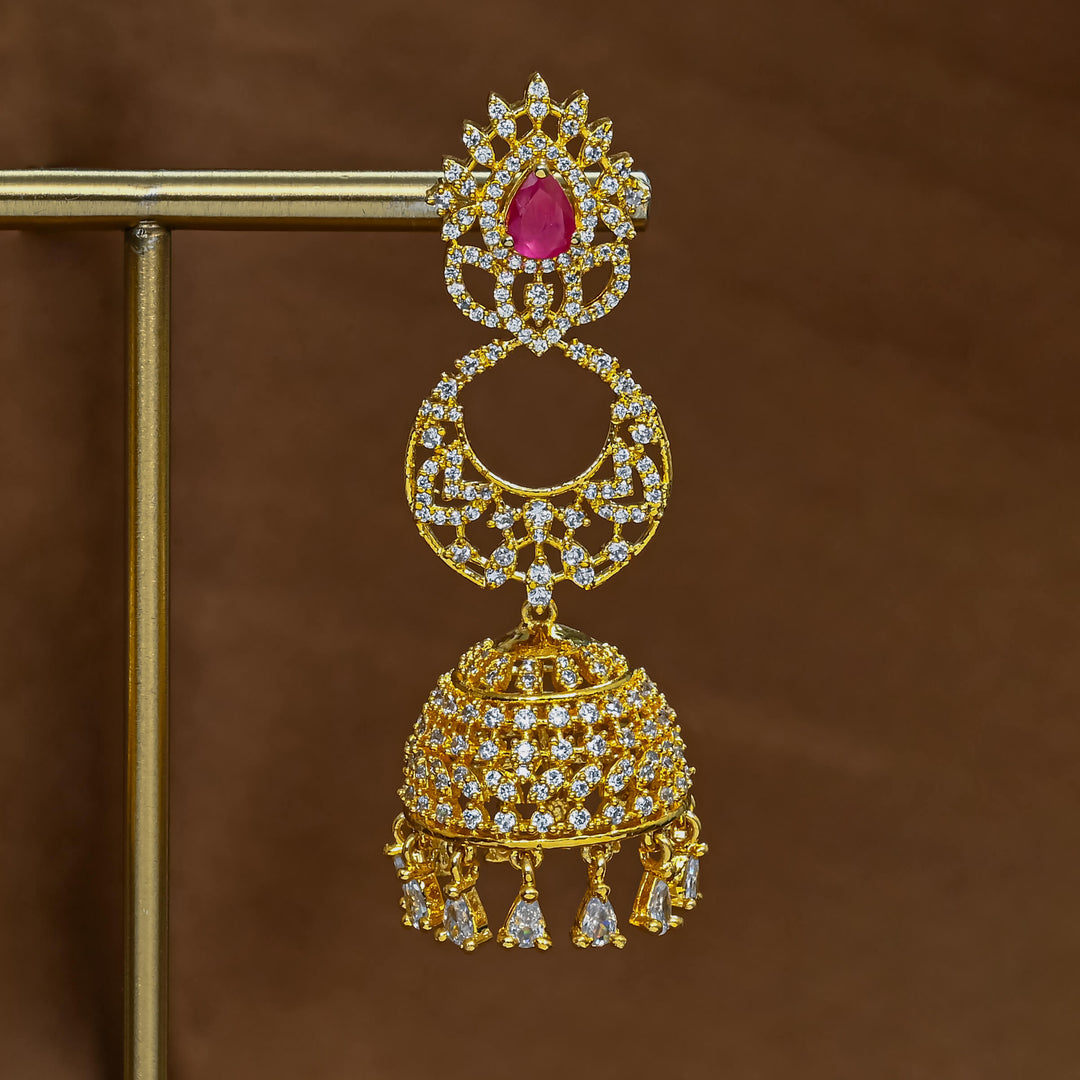 CZ Ruby Jhumka