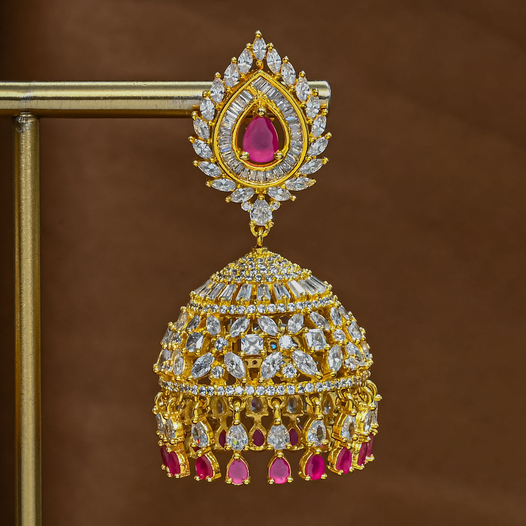 CZ Ruby Jhumka