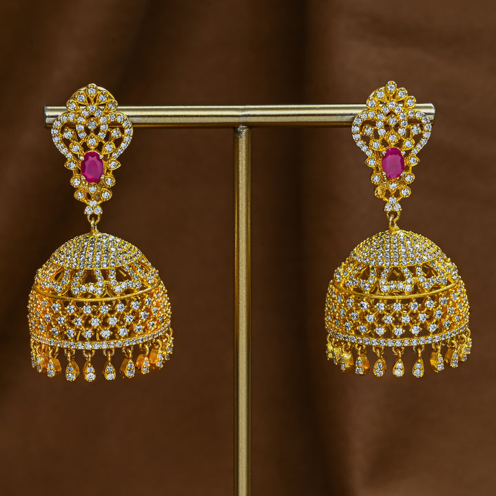 CZ Ruby Jhumka