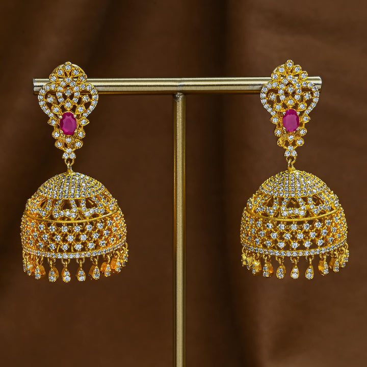CZ Ruby Jhumka