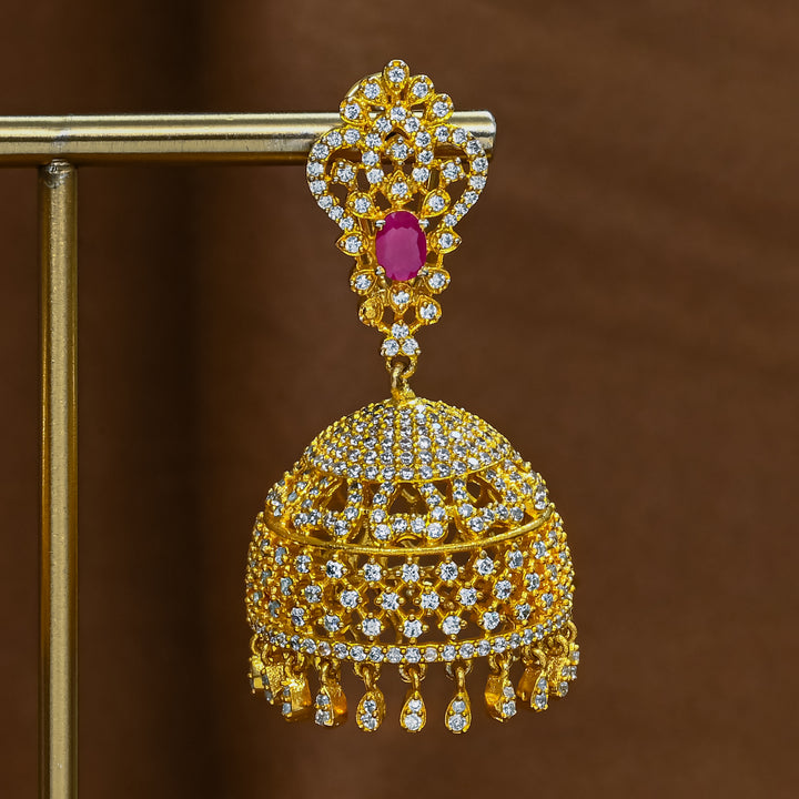 CZ Ruby Jhumka