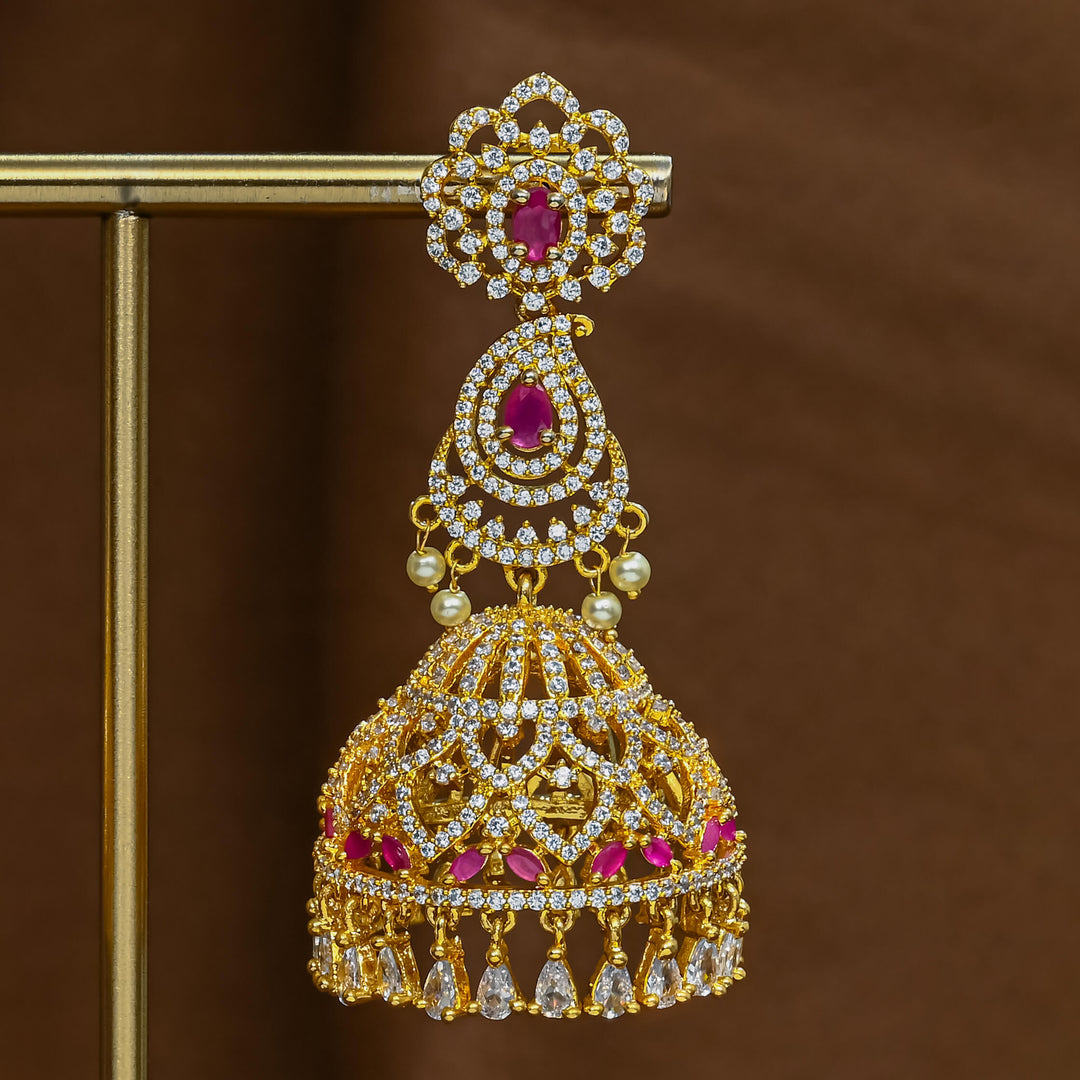 CZ Ruby Jhumka