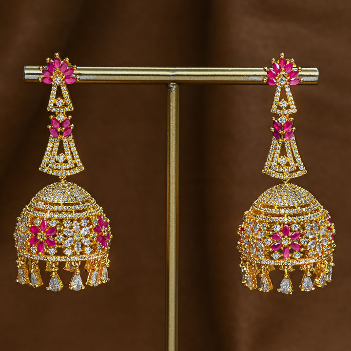 CZ Ruby Jhumka