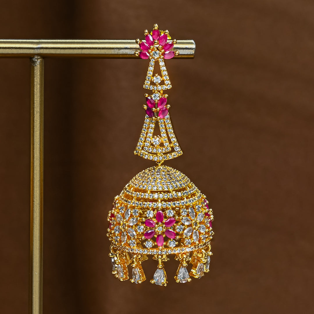 CZ Ruby Jhumka