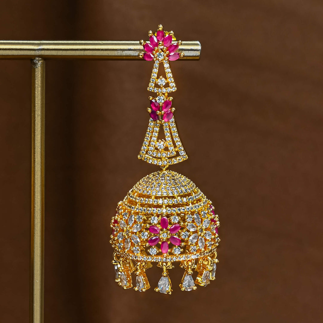 CZ Ruby Jhumka