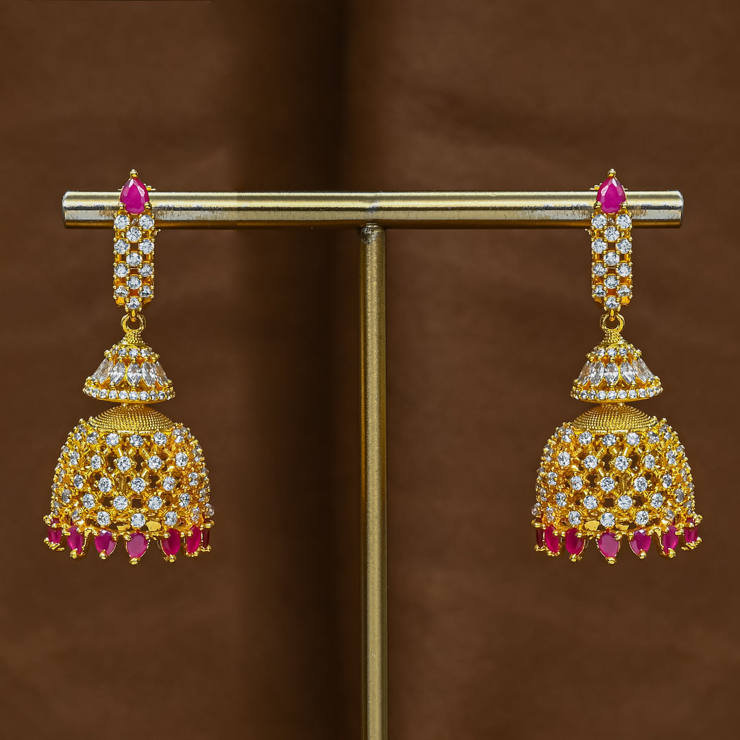 CZ Ruby Jhumka