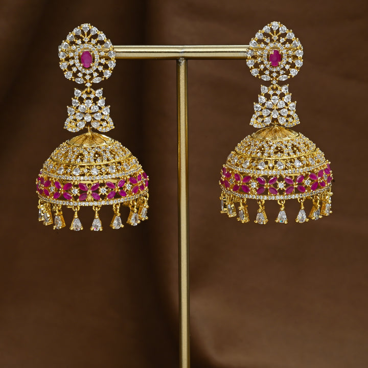 CZ Ruby Jhumka