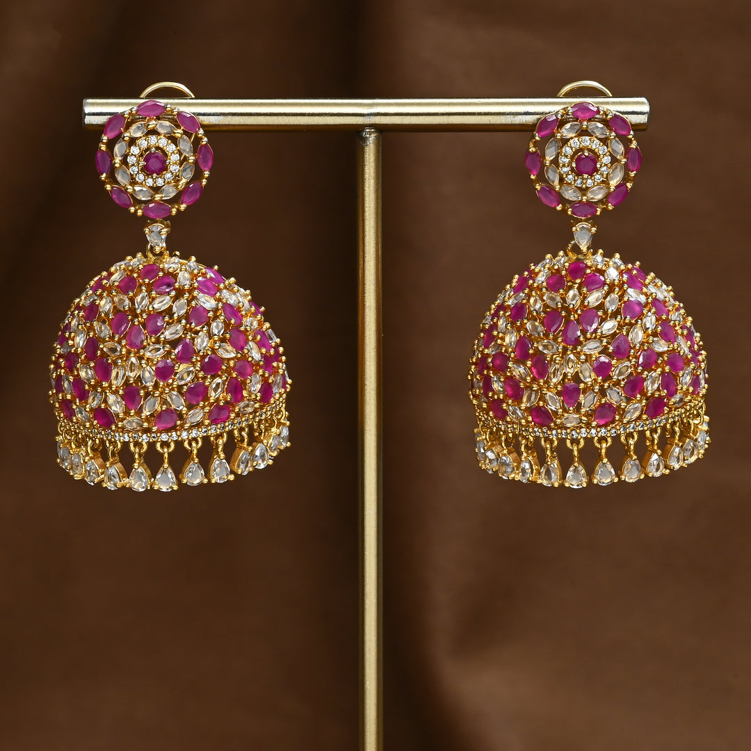 CZ Ruby Jhumka