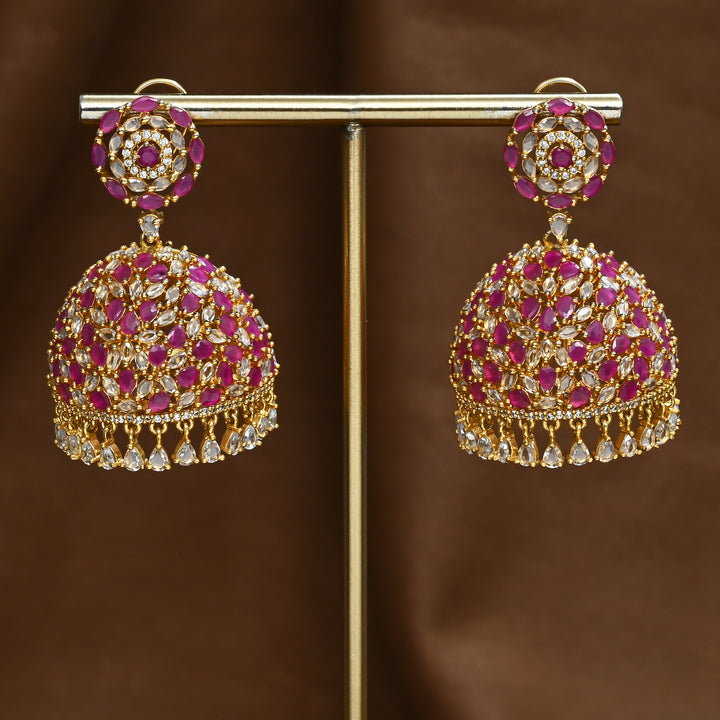 CZ Ruby Jhumka