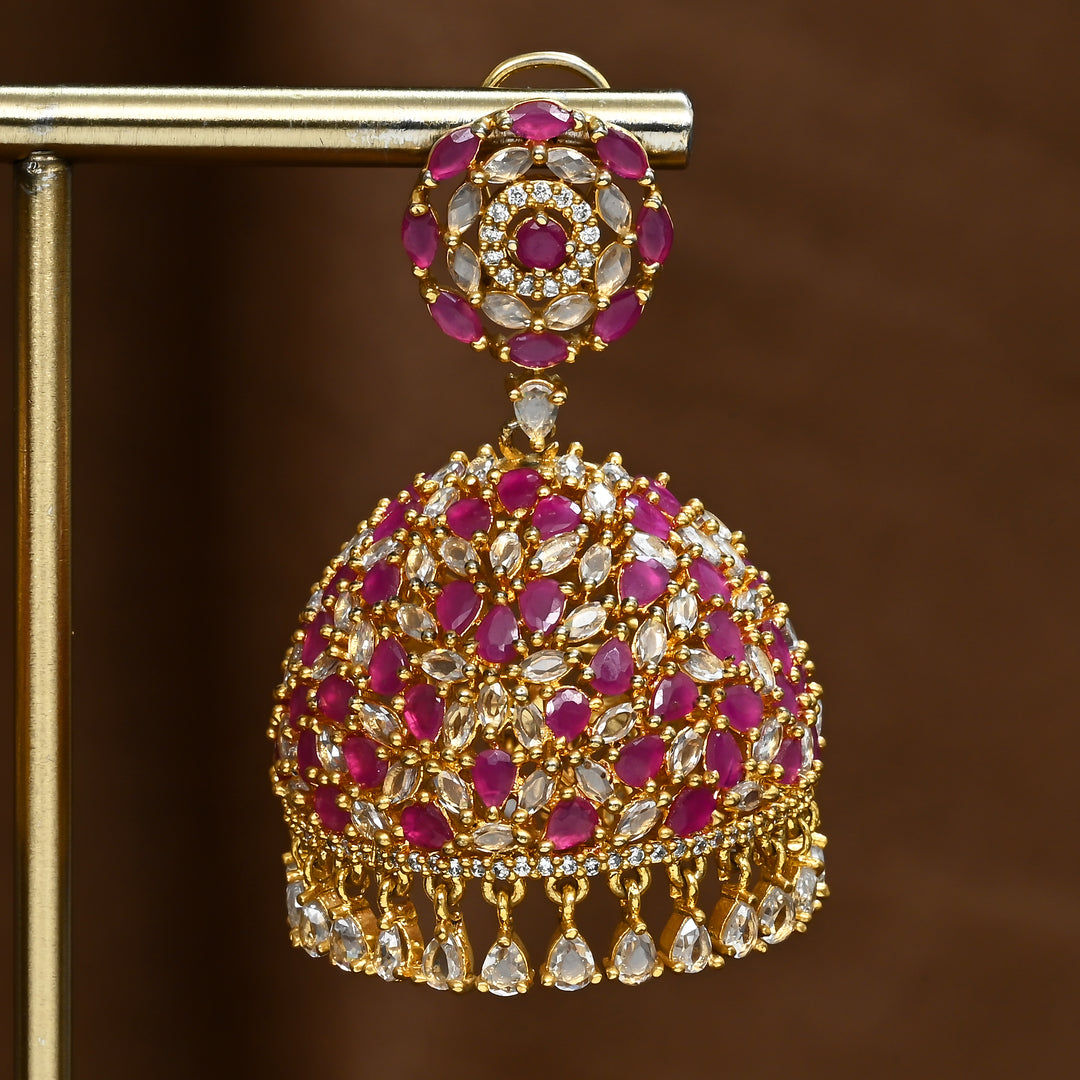 CZ Ruby Jhumka