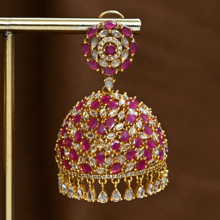 CZ Ruby Jhumka