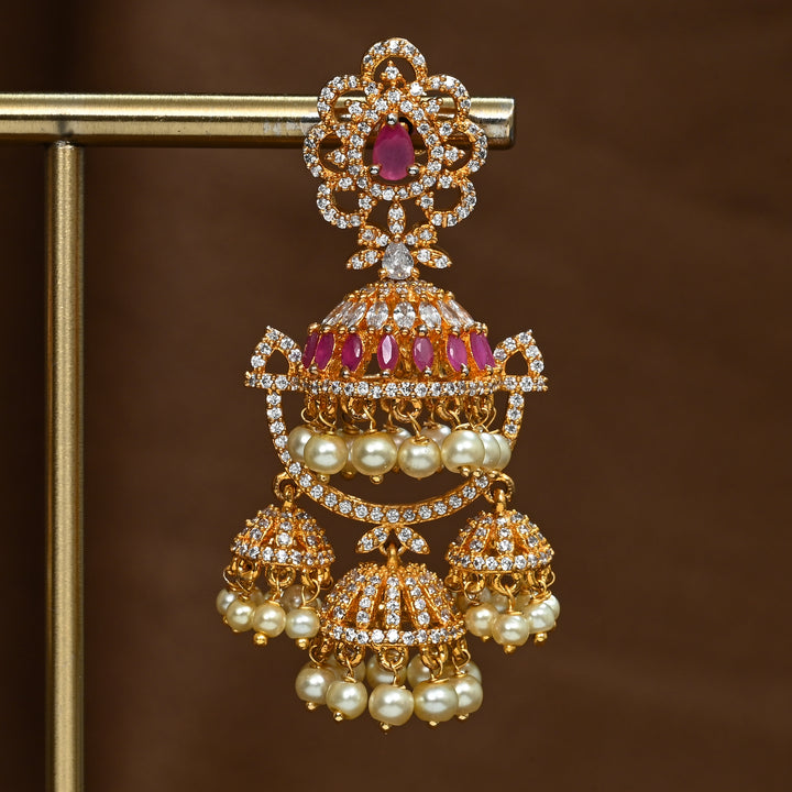 CZ Ruby Jhumka