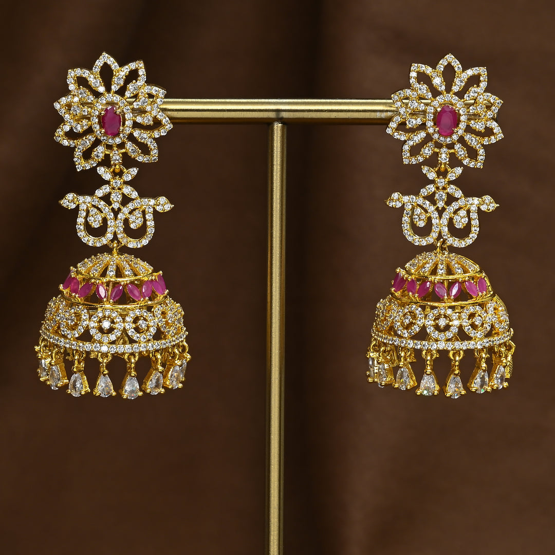CZ Ruby Jhumka