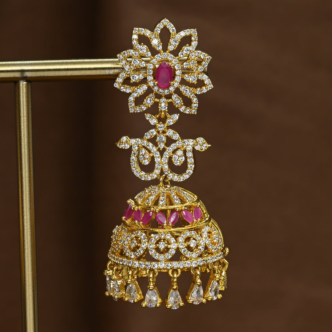CZ Ruby Jhumka