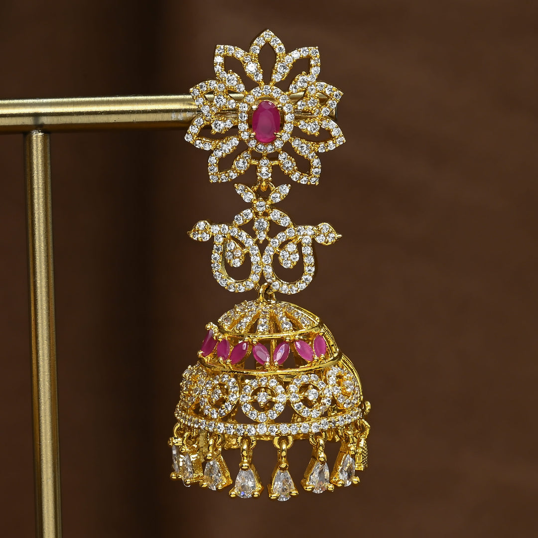 CZ Ruby Jhumka