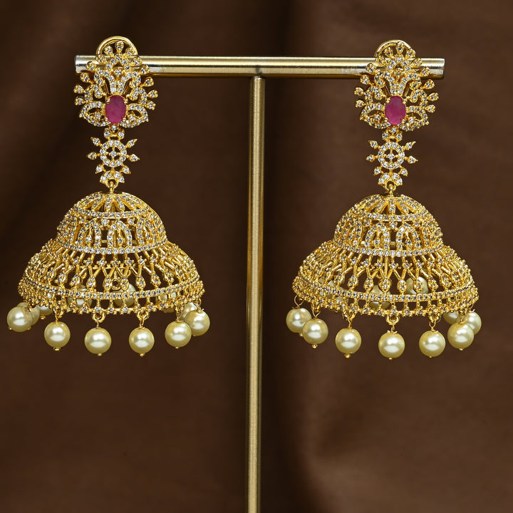 CZ Ruby Jhumka