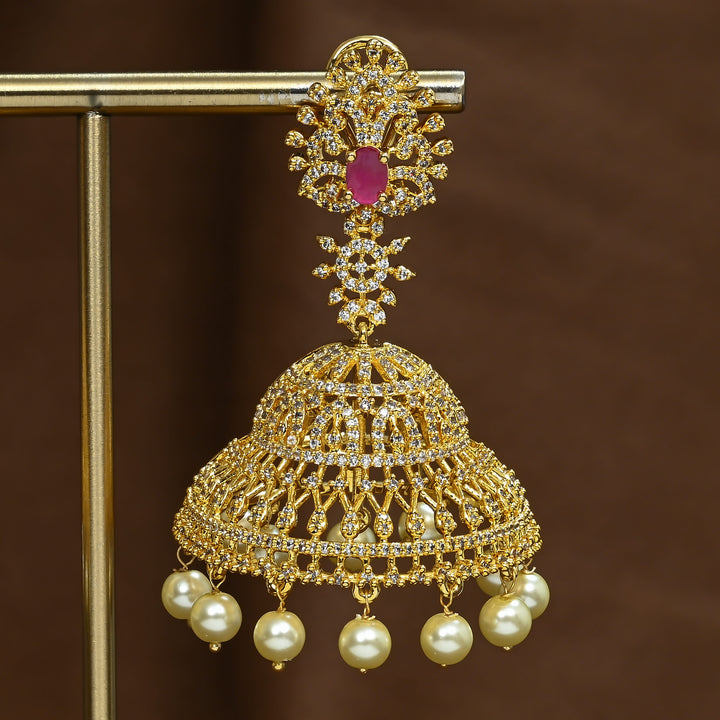 CZ Ruby Jhumka