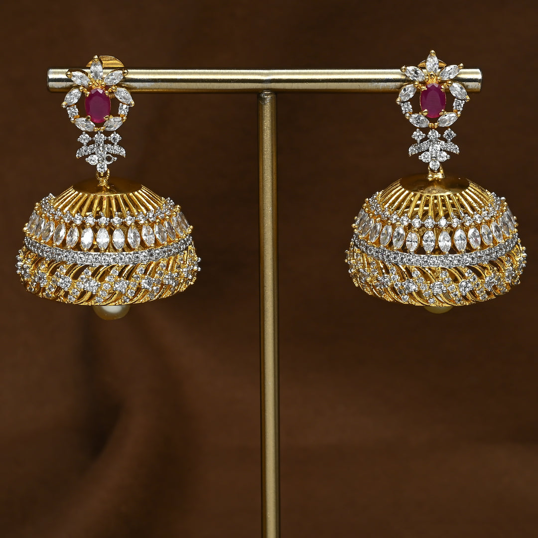CZ Ruby Jhumka