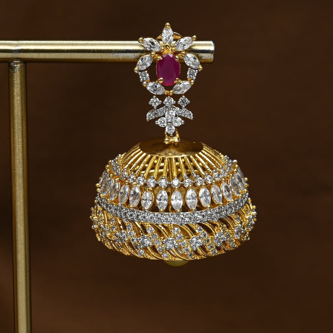 CZ Ruby Jhumka