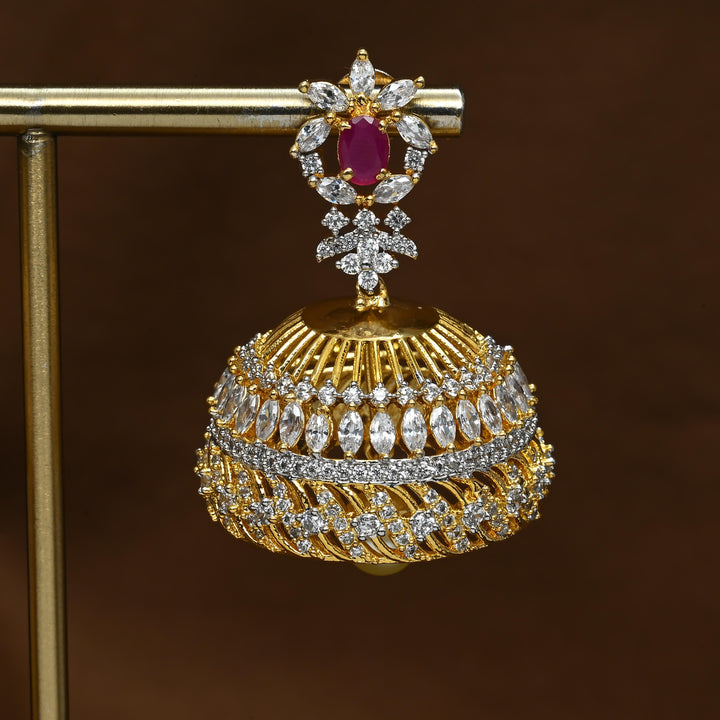 CZ Ruby Jhumka