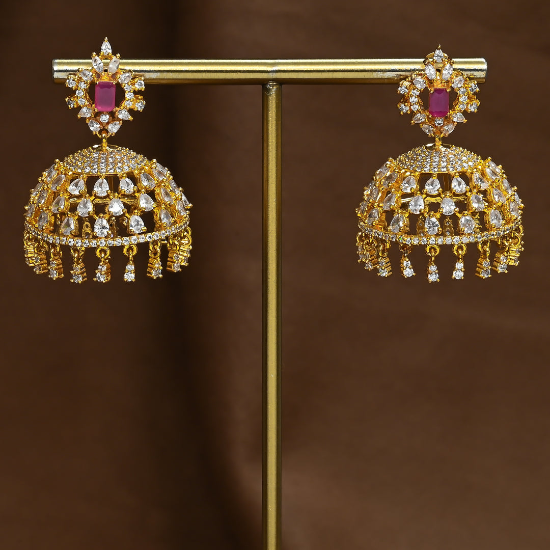 CZ Ruby Jhumka