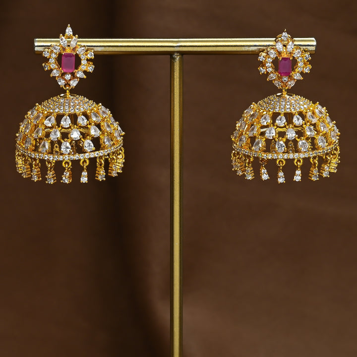 CZ Ruby Jhumka
