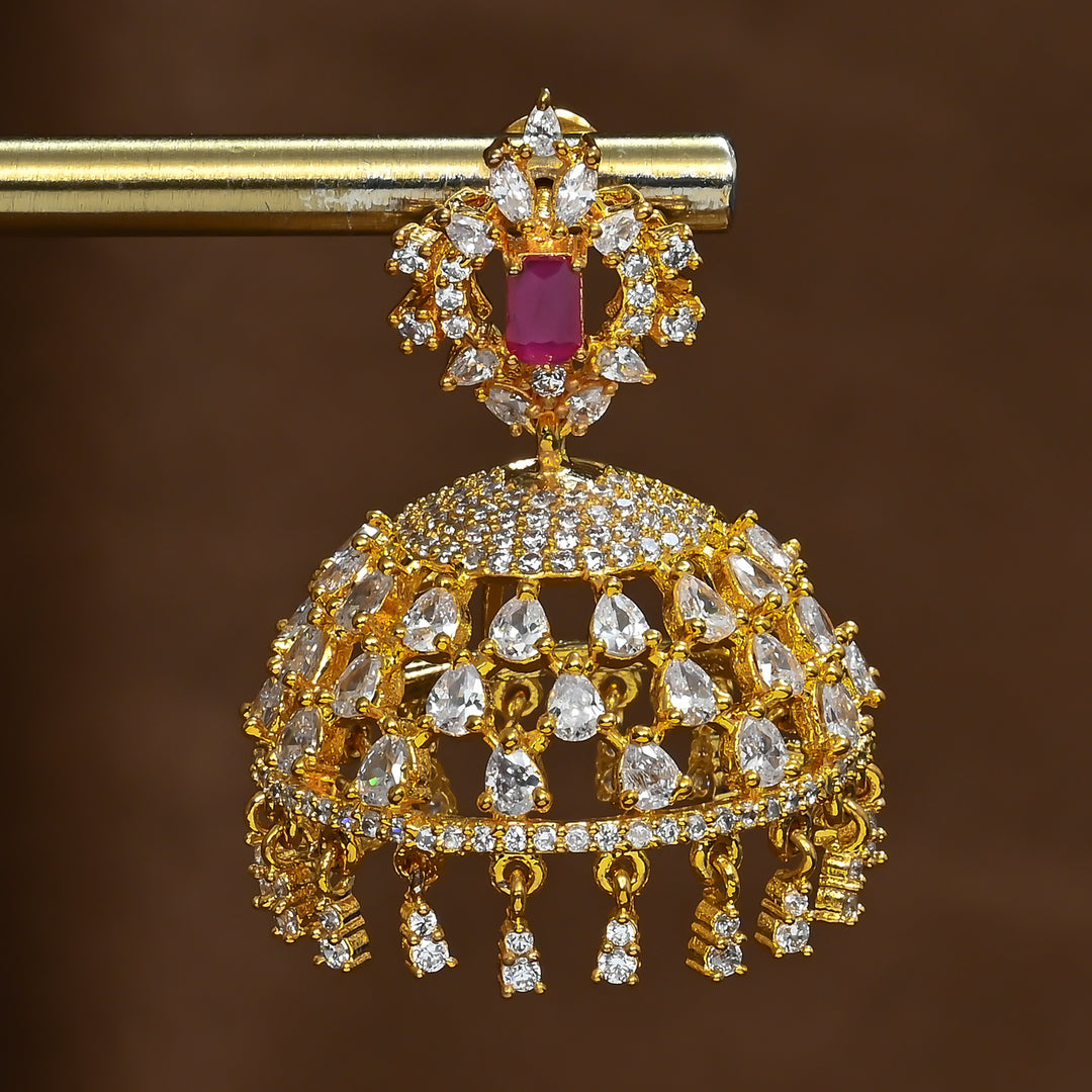 CZ Ruby Jhumka