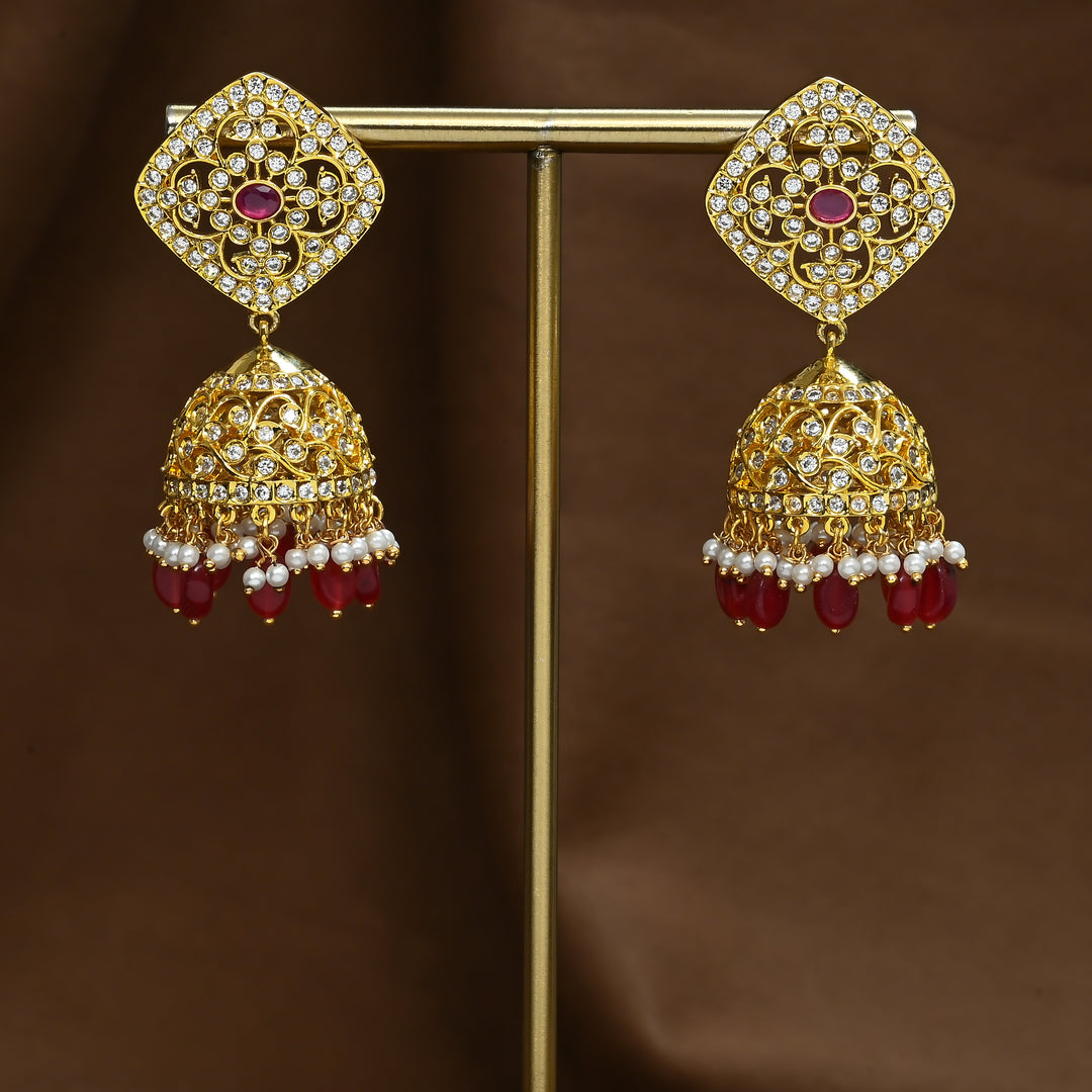 CZ Ruby Jhumka