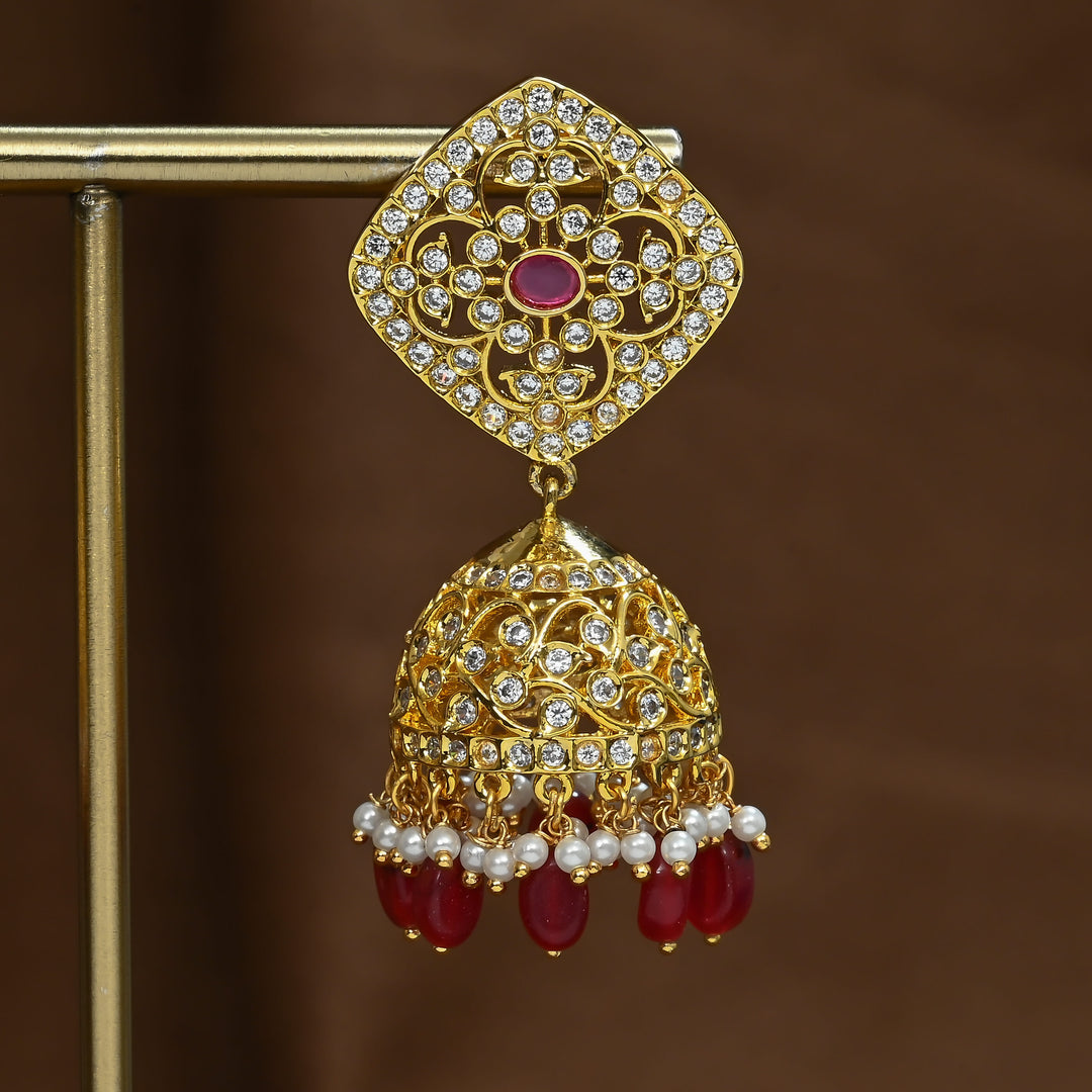 CZ Ruby Jhumka