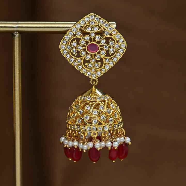 CZ Ruby Jhumka