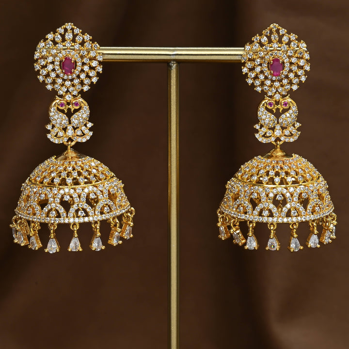 CZ Ruby Jhumka