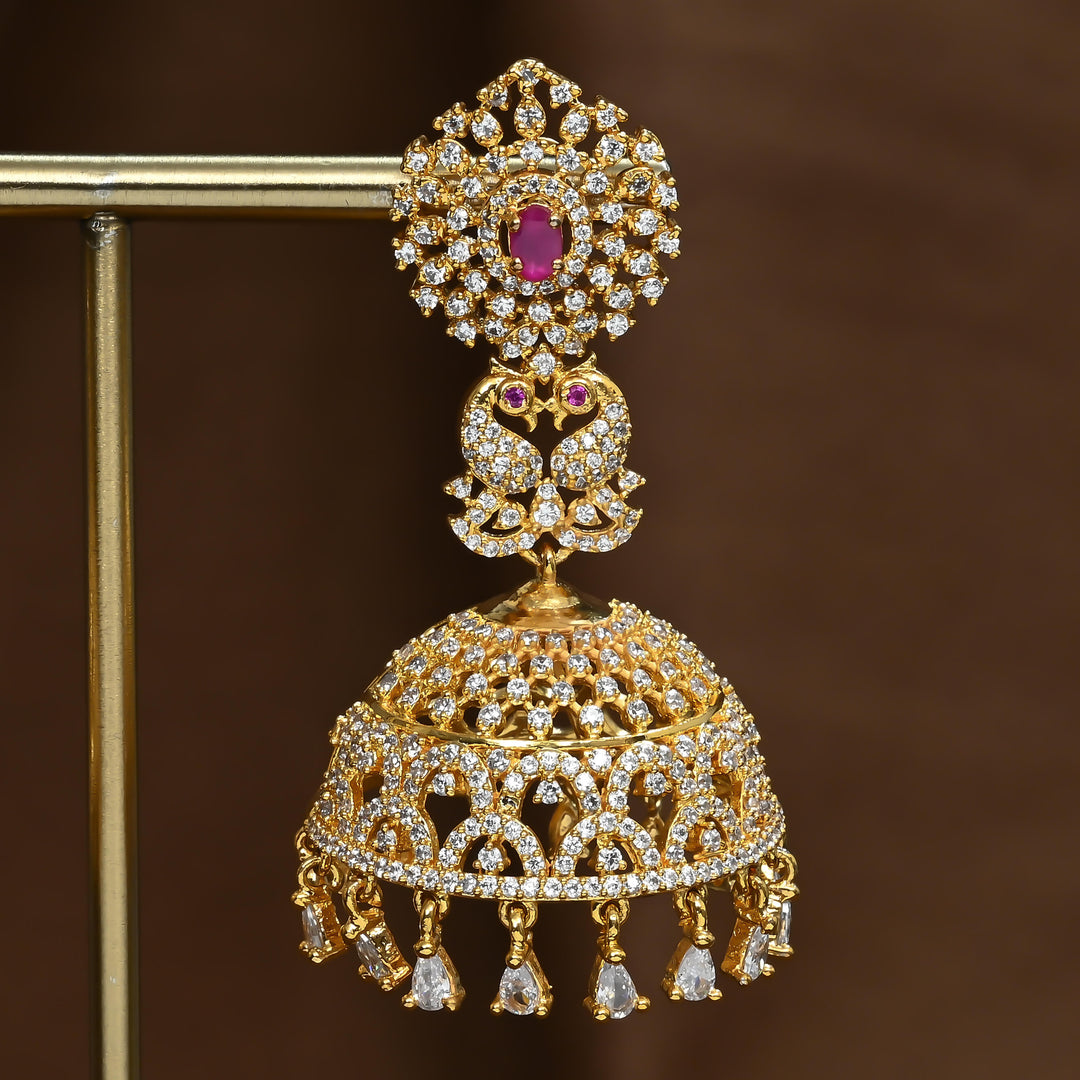 CZ Ruby Jhumka