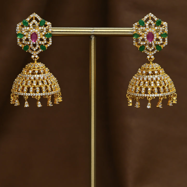 CZ Ruby Emerald Jhumka