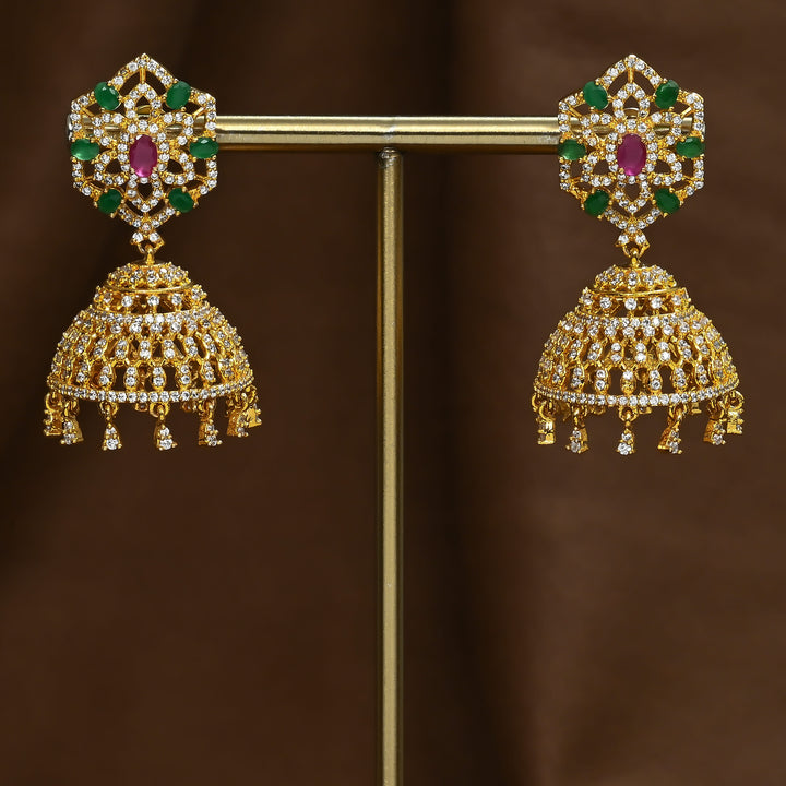 CZ Ruby Emerald Jhumka