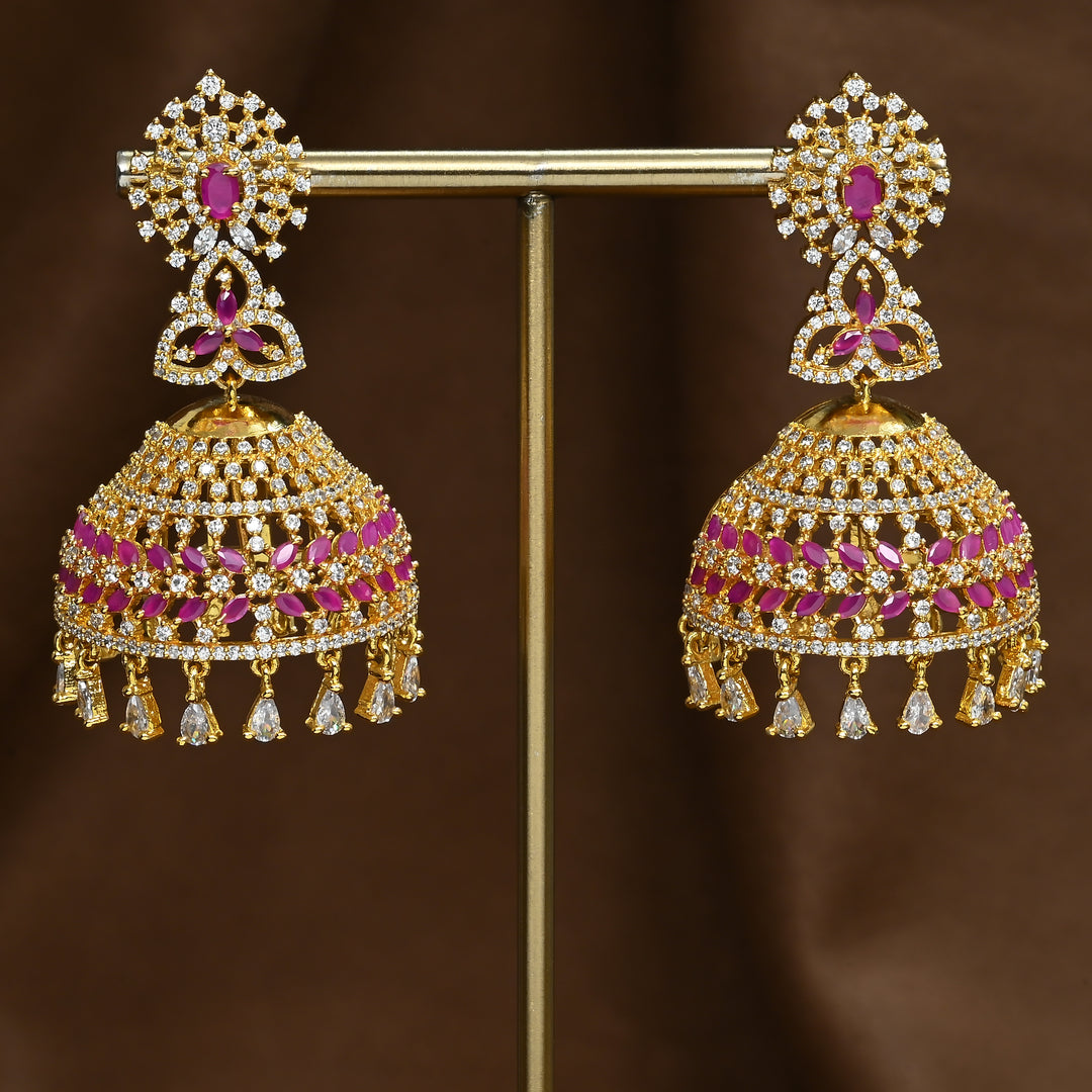 CZ Ruby Jhumka