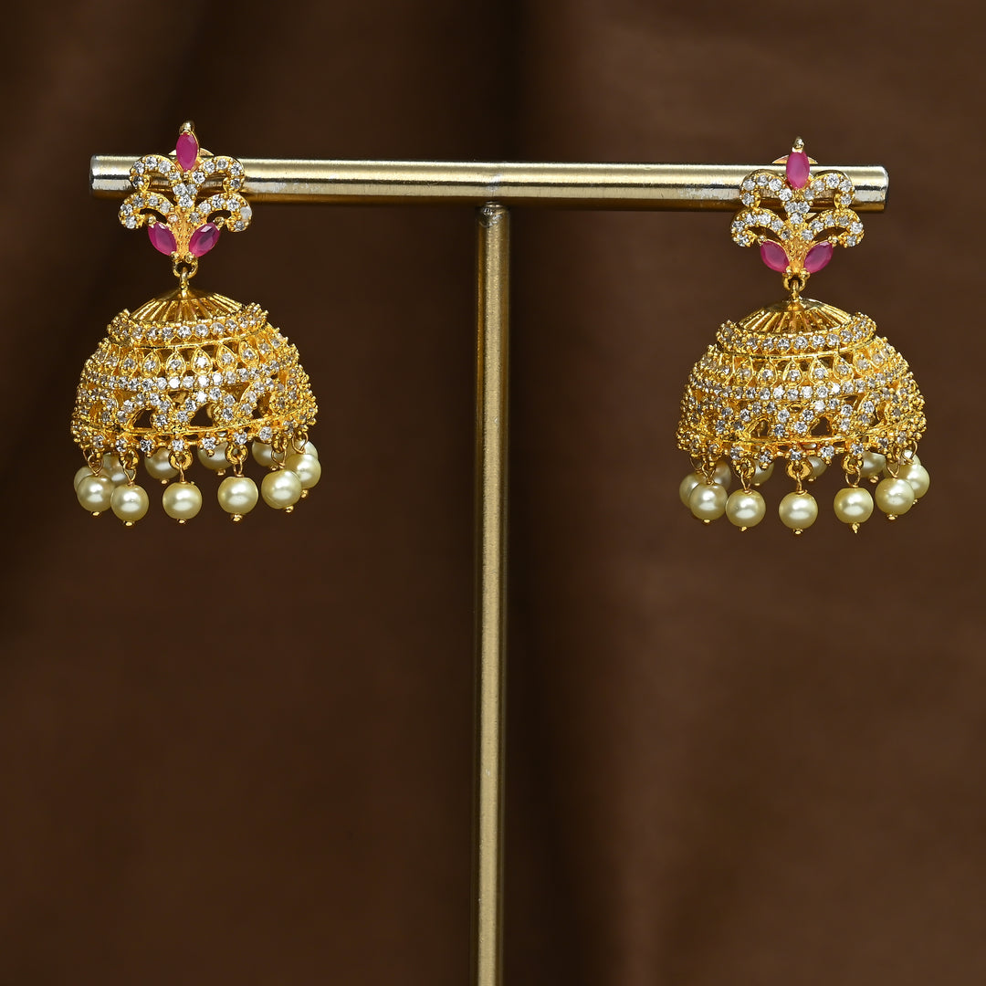 CZ Ruby Jhumka