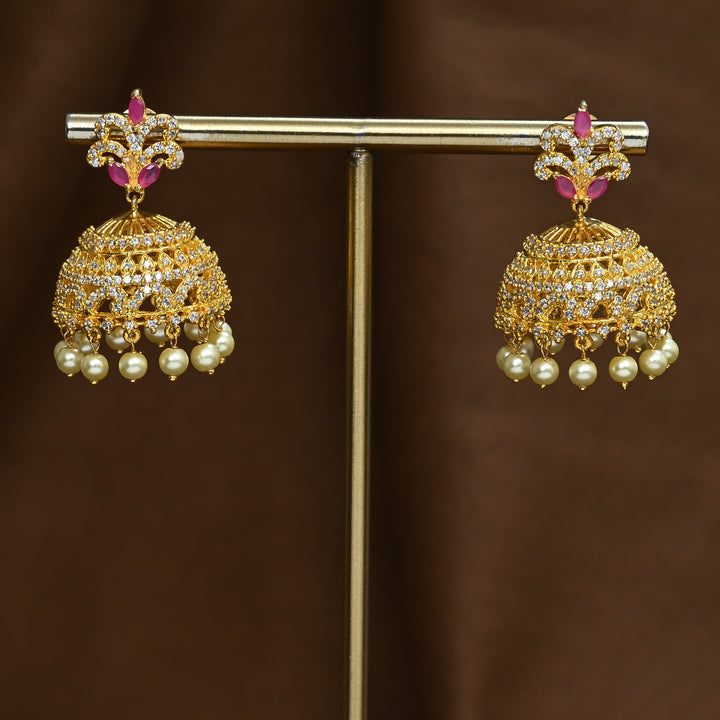 CZ Ruby Jhumka