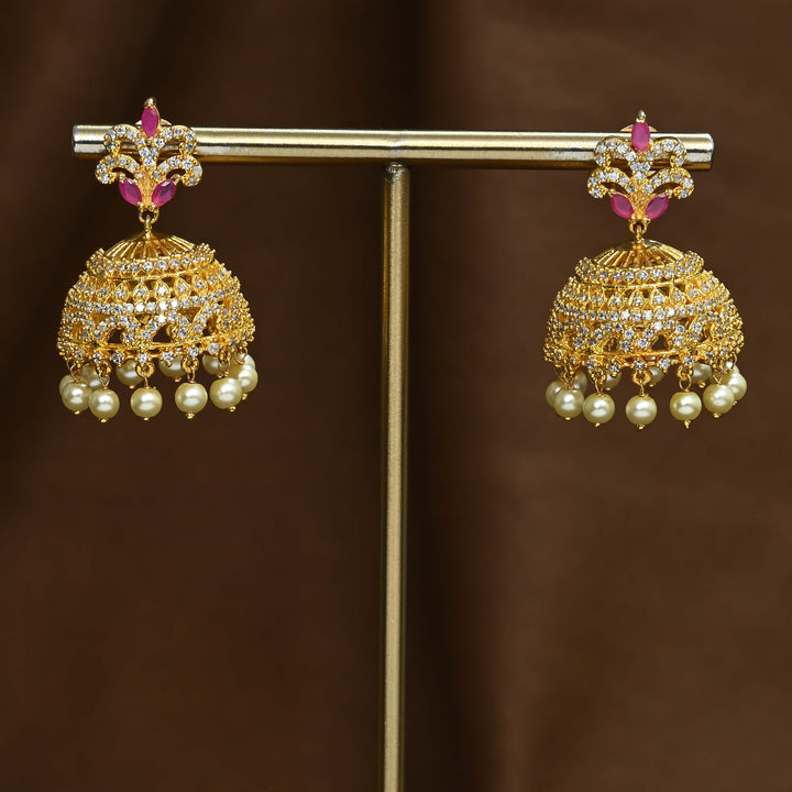 CZ Ruby Jhumka