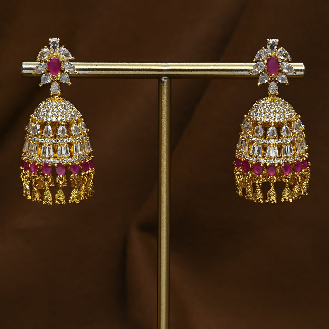CZ Ruby Jhumka