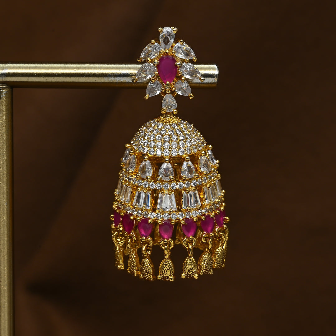 CZ Ruby Jhumka