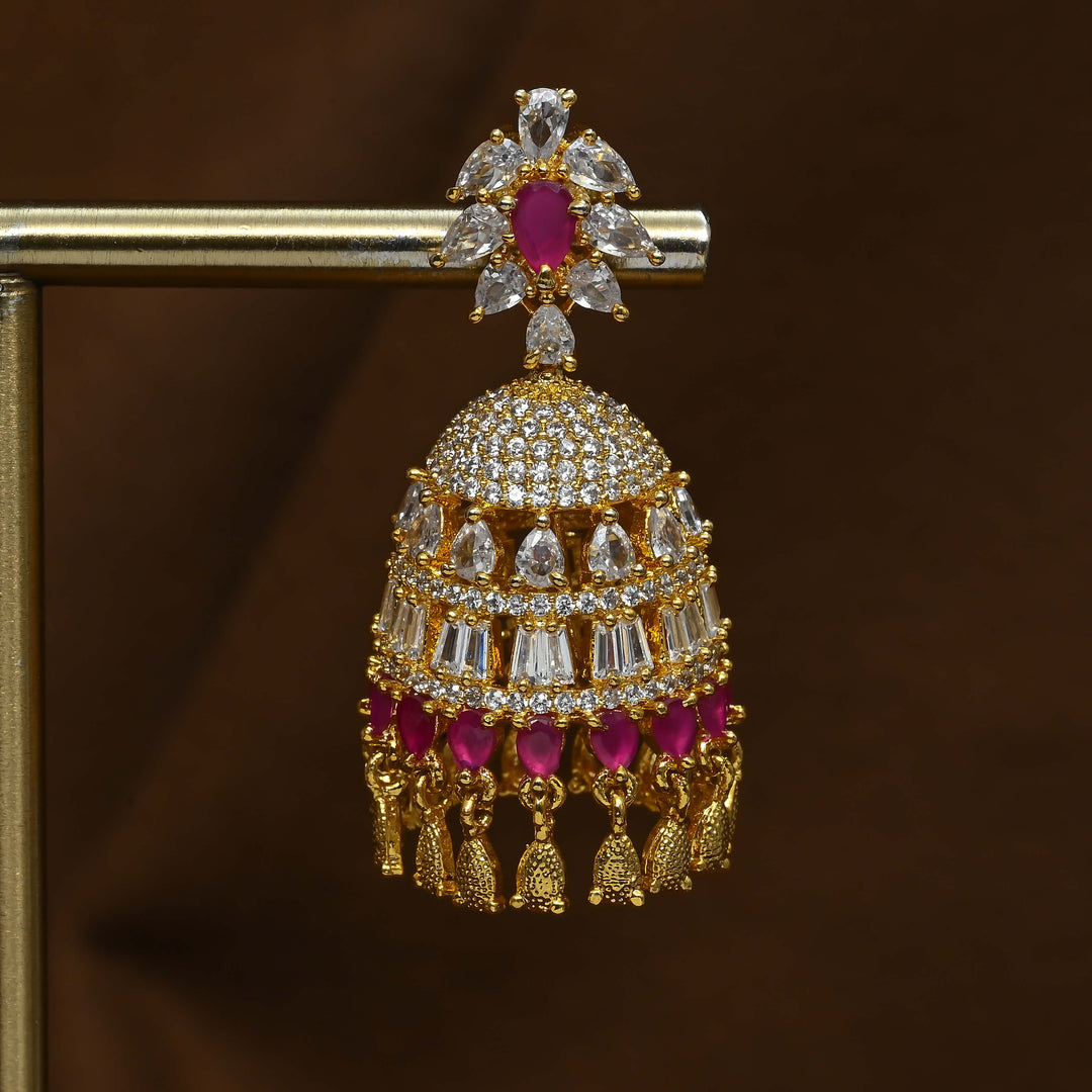 CZ Ruby Jhumka