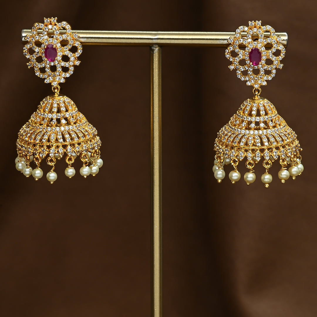 CZ Ruby Jhumka