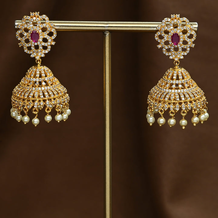 CZ Ruby Jhumka