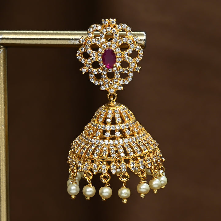 CZ Ruby Jhumka