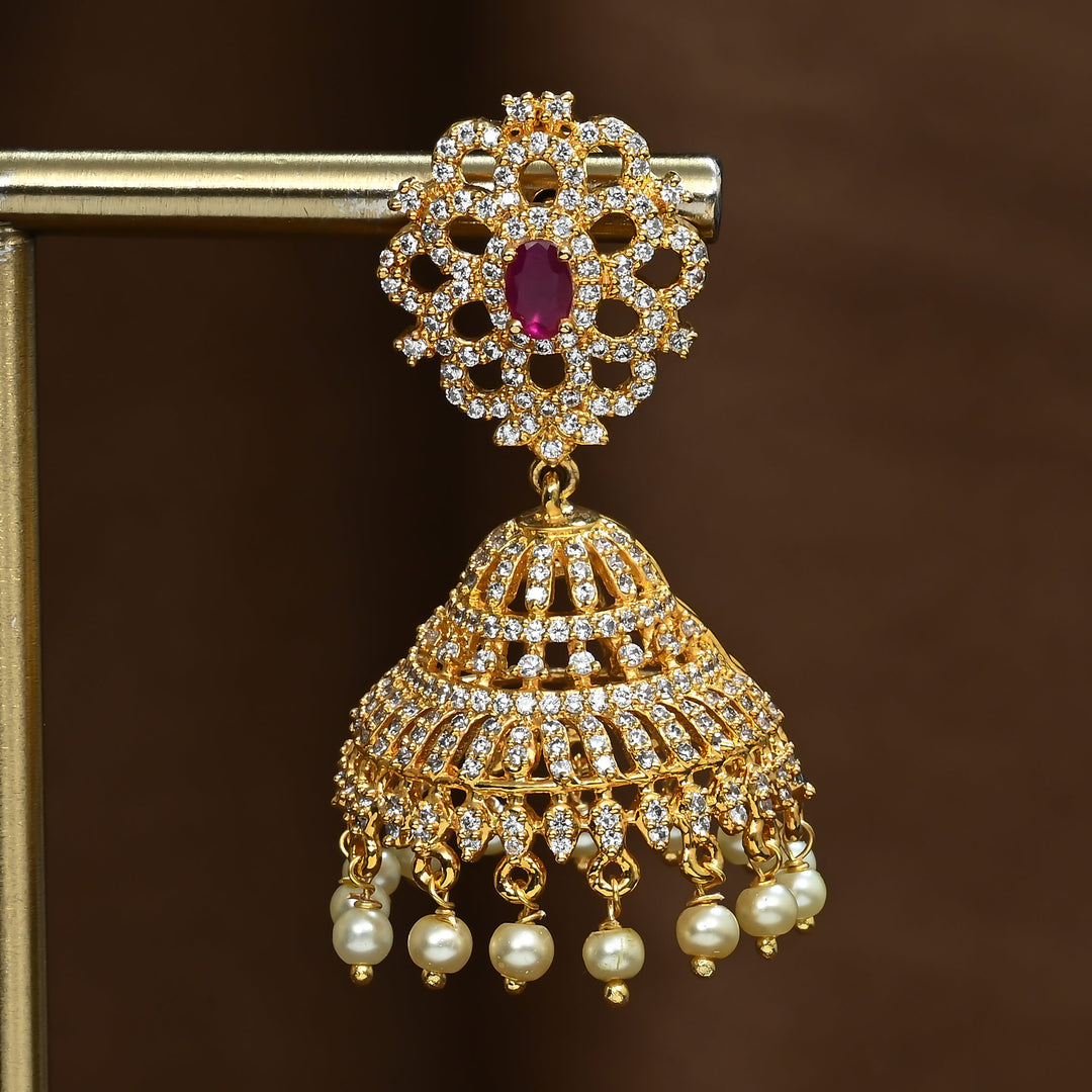 CZ Ruby Jhumka